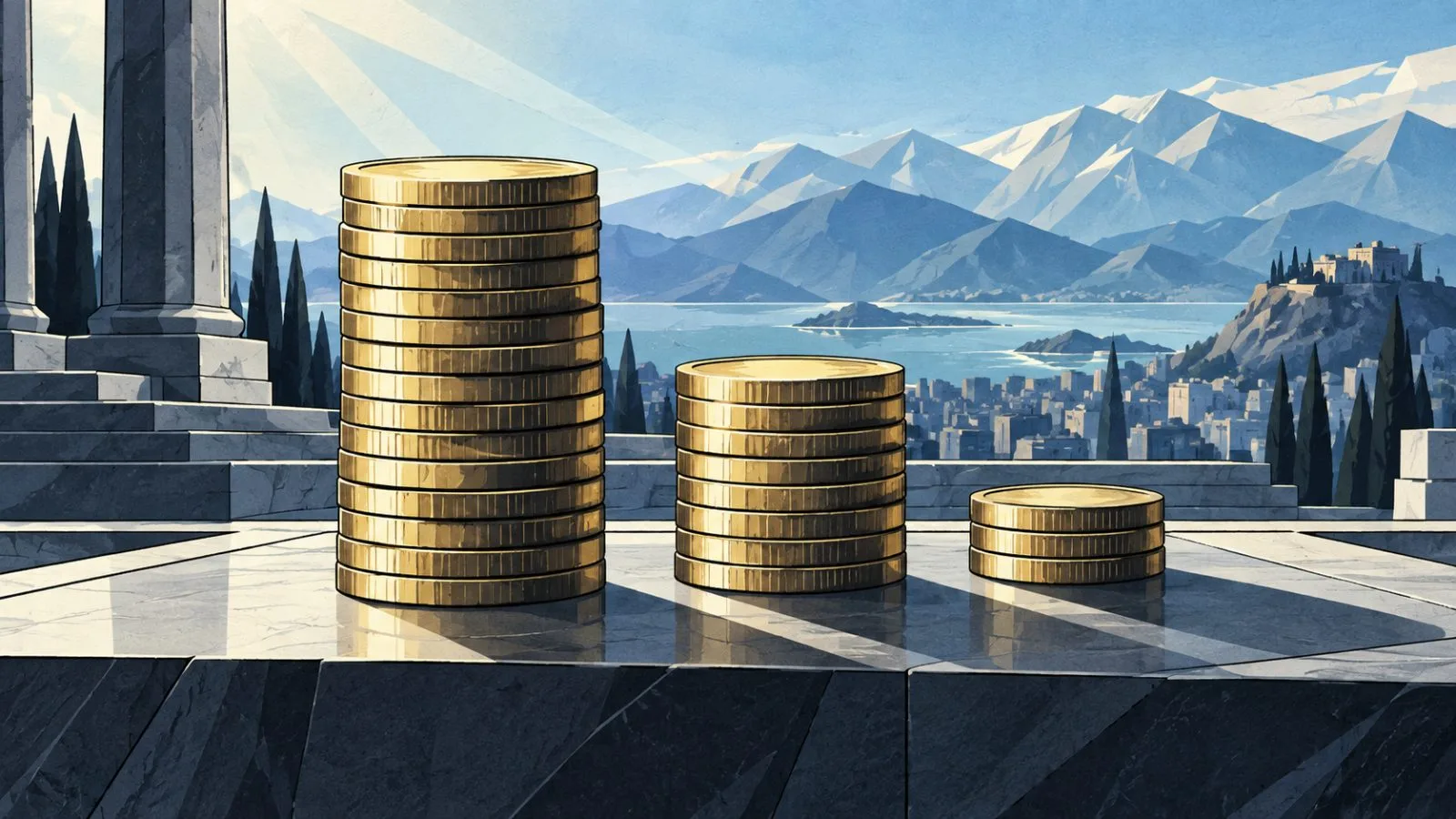 Unbranded token stacks arranged by market size on an exchange platform / TokenPost.ai