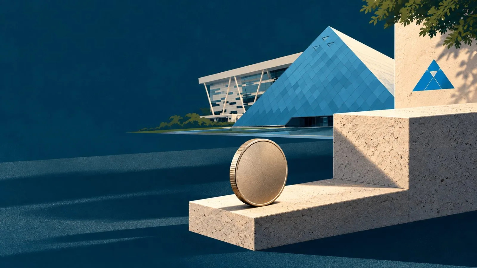 An unmarked rupee coin rests on a shortened stone step / TokenPost.ai