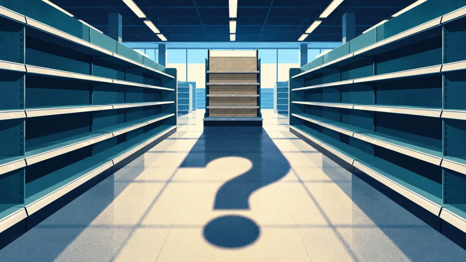 An empty retail aisle with an unmarked endcap display / TokenPost.ai