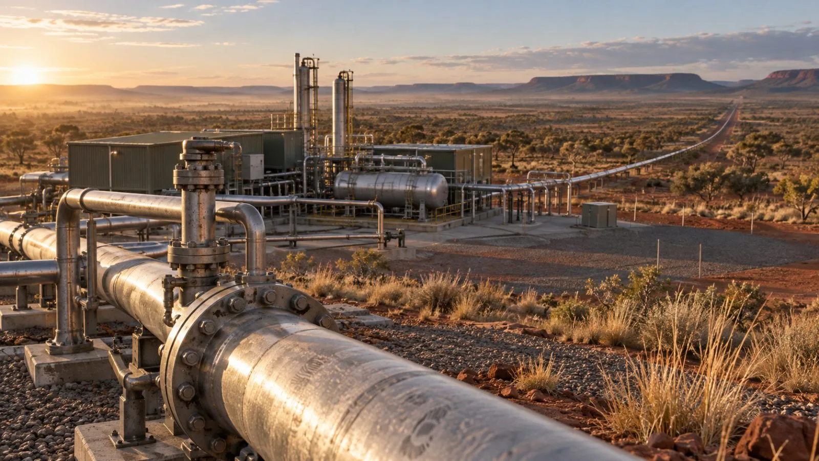 Gas compression equipment beside a pipeline in Australia's remote outback / TokenPost.ai