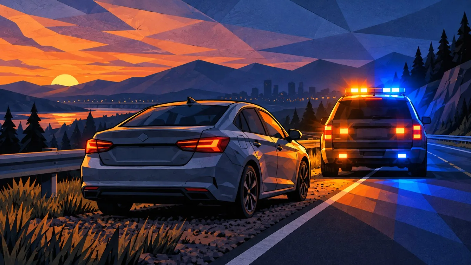 Stopped car and emergency vehicle on a dim roadside / TokenPost.ai