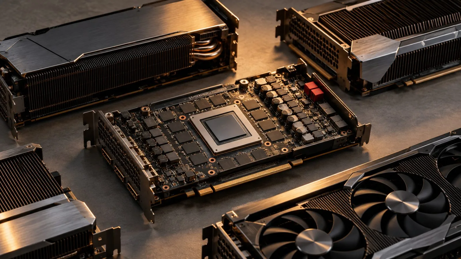 GPU accelerator cards arranged around an exposed processor die / TokenPost.ai