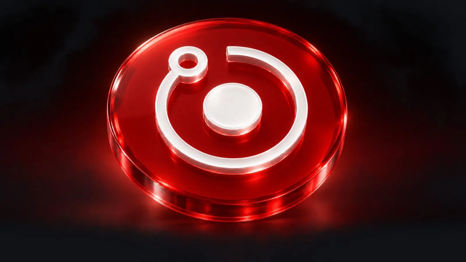 A metal token rests just below a clear acrylic threshold / TokenPost.ai