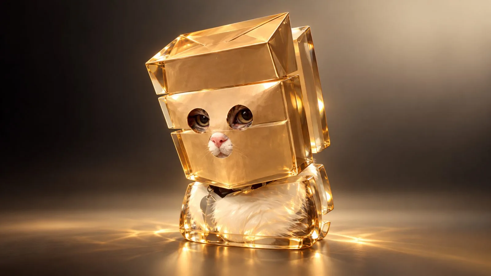 Cat-shaped metallic token displayed in soft morning window light / TokenPost.ai