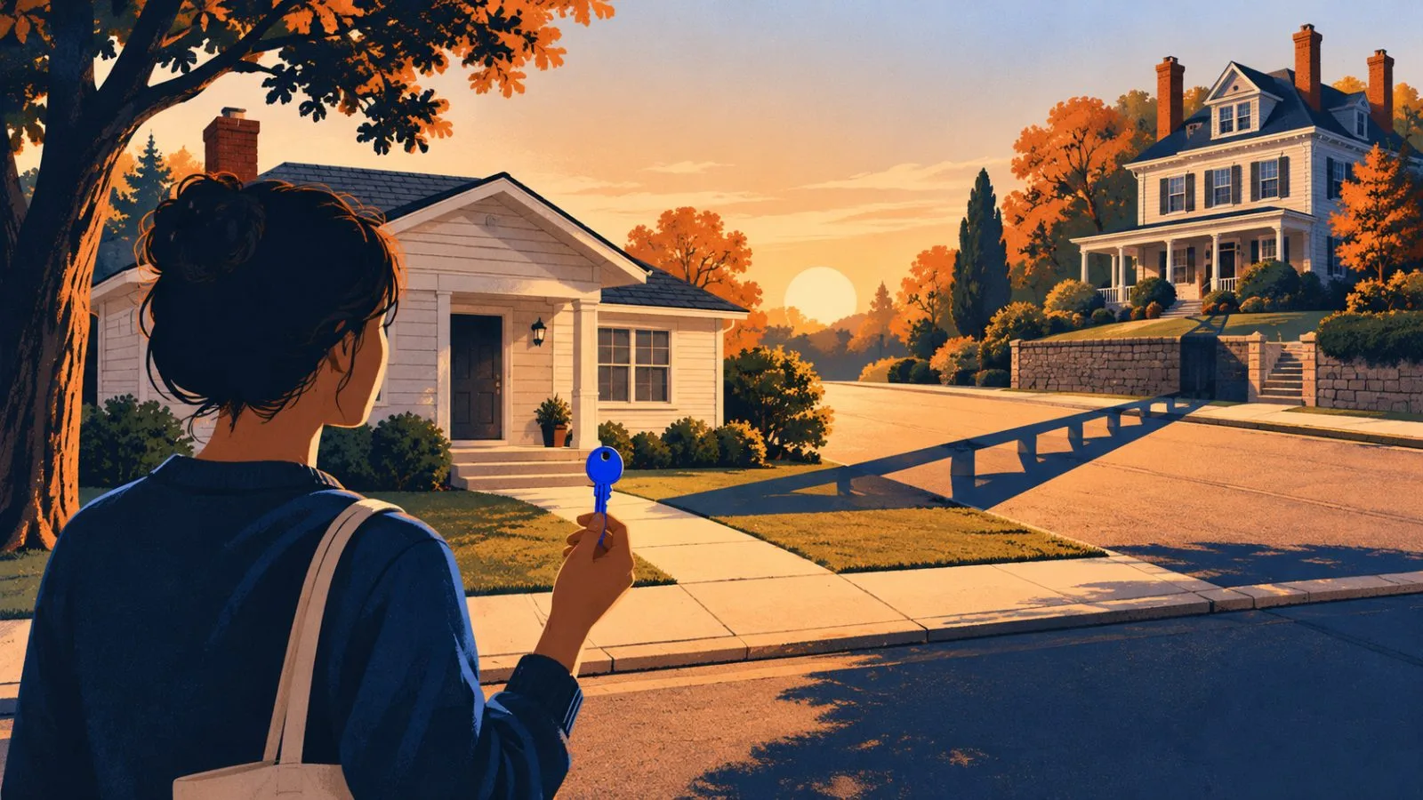 A house key held outside a modest suburban home / TokenPost.ai