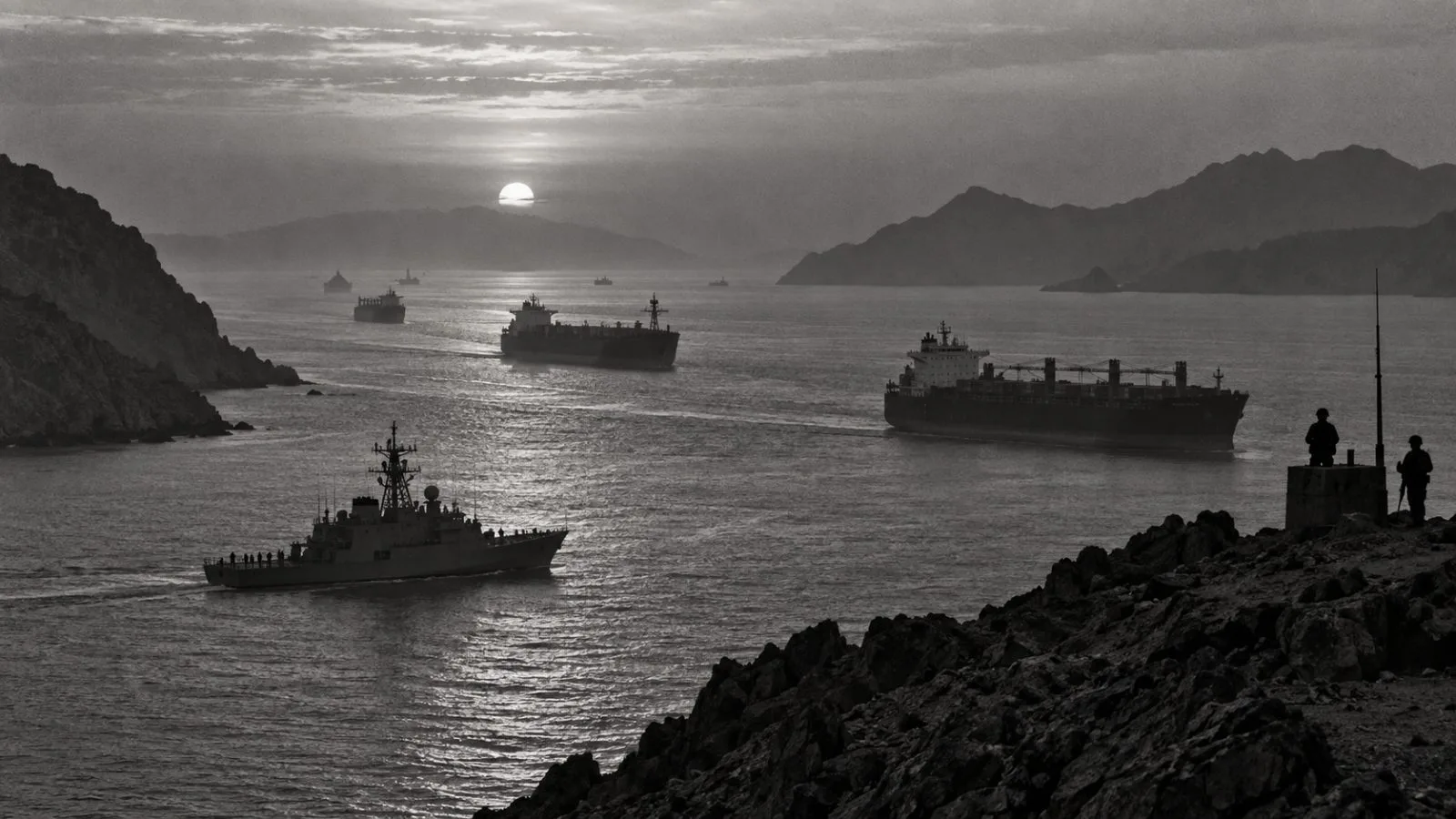 Cargo ships pass the Strait of Hormuz near a patrol vessel / TokenPost.ai