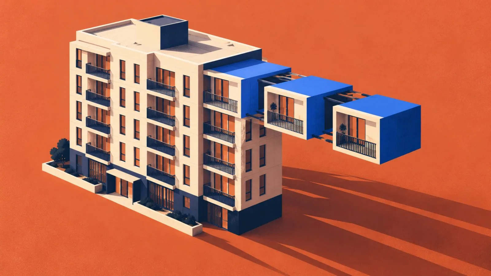 A miniature apartment building with new wings in morning light / TokenPost.ai