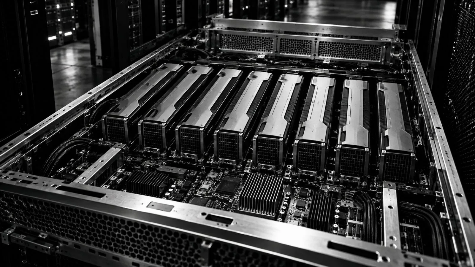 A GPU board and accelerator tray sit inside an open chassis / TokenPost.ai