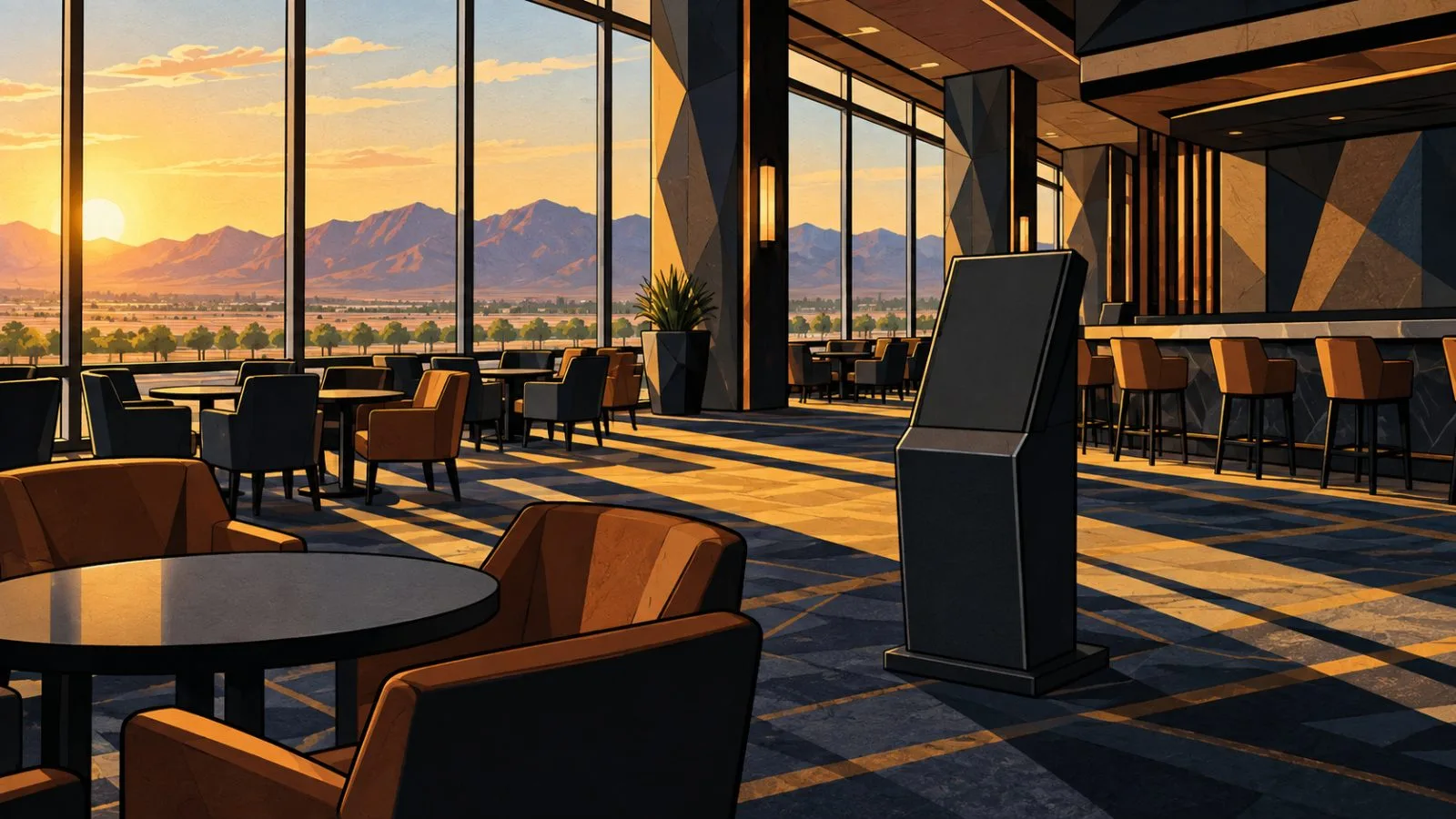 Empty betting kiosks inside a quiet sportsbook during daylight / TokenPost.ai