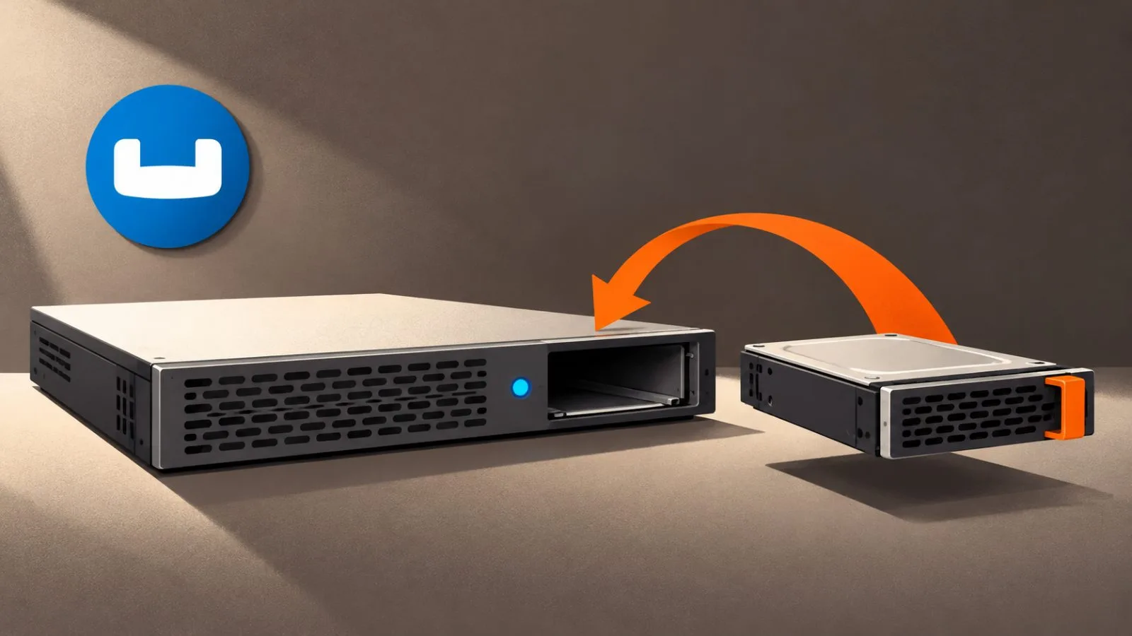 An unmarked server appliance beside a removable storage module. / TokenPost.ai