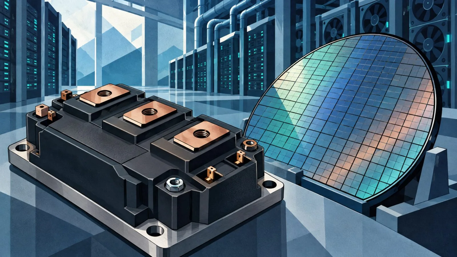 Silicon carbide power module beside a semiconductor wafer / TokenPost.ai