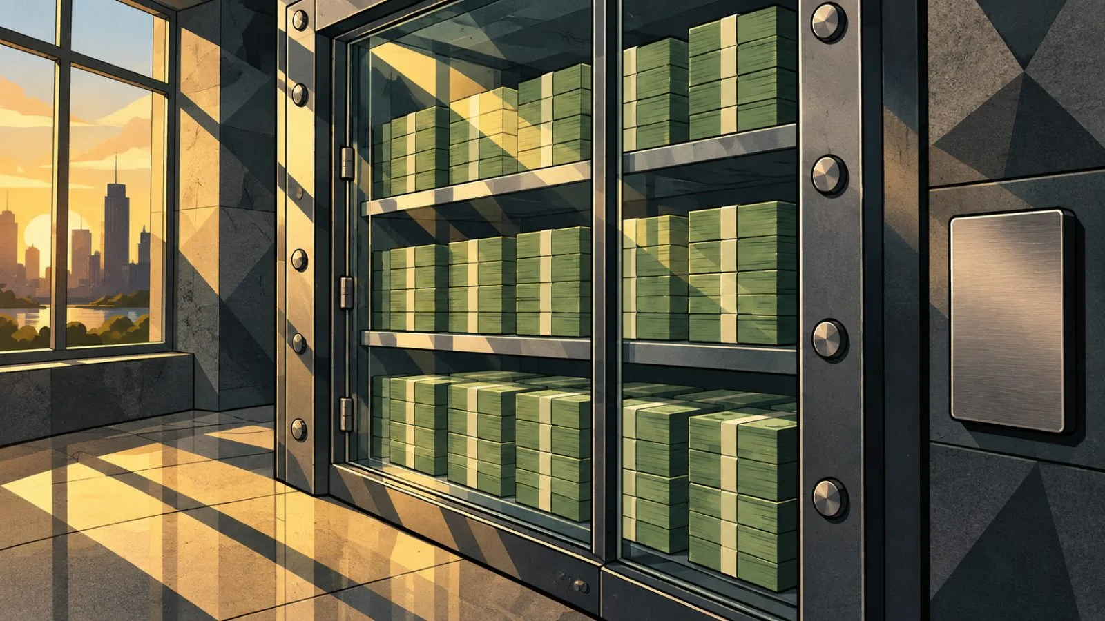 Treasury bills secured inside a glass institutional custody vault / TokenPost.ai