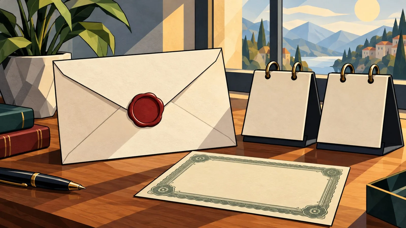Sealed dividend envelope beside blank calendar blocks / TokenPost.ai