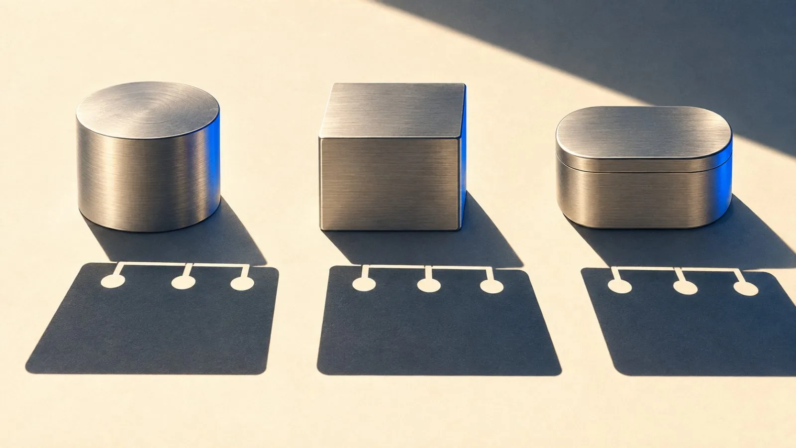 Three unmarked metal trust units arranged in a clean row / TokenPost.ai