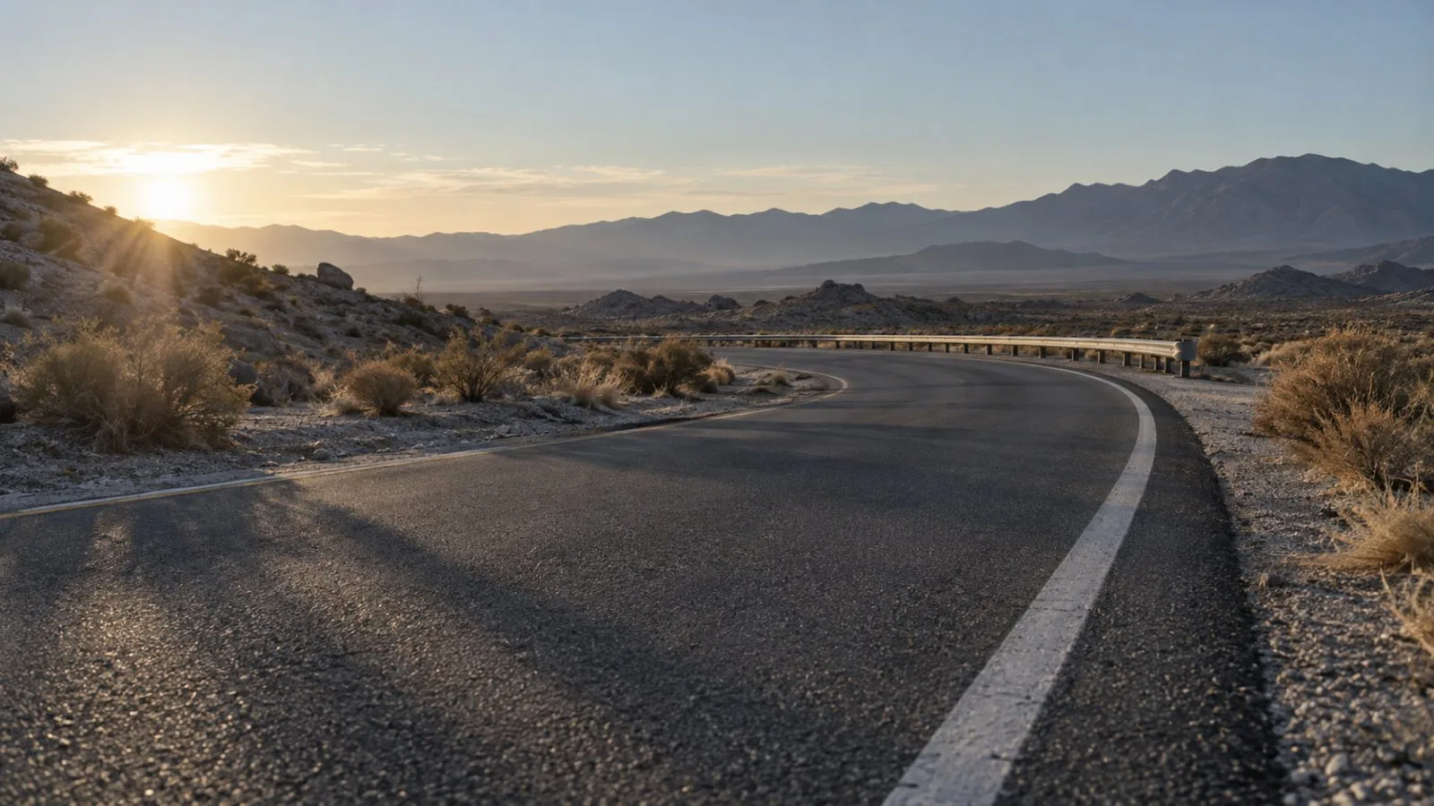 Empty Interstate 15 exit ramp under pale desert dawn light / TokenPost.ai / TokenPost.ai