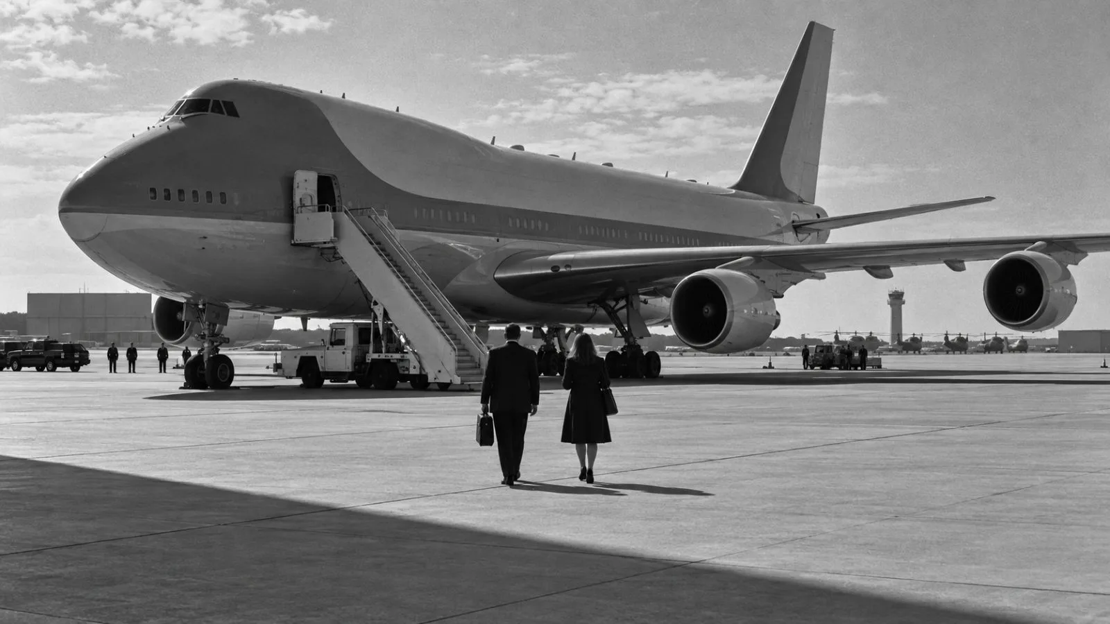 Government aircraft parked beside a sunlit military tarmac / TokenPost.ai