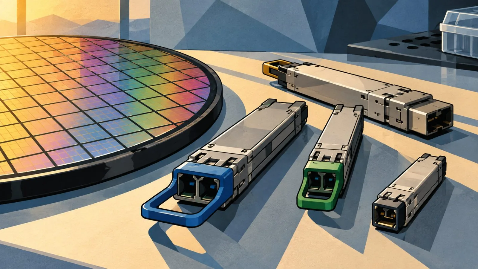 Optical modules and semiconductor wafers under morning light / TokenPost.ai