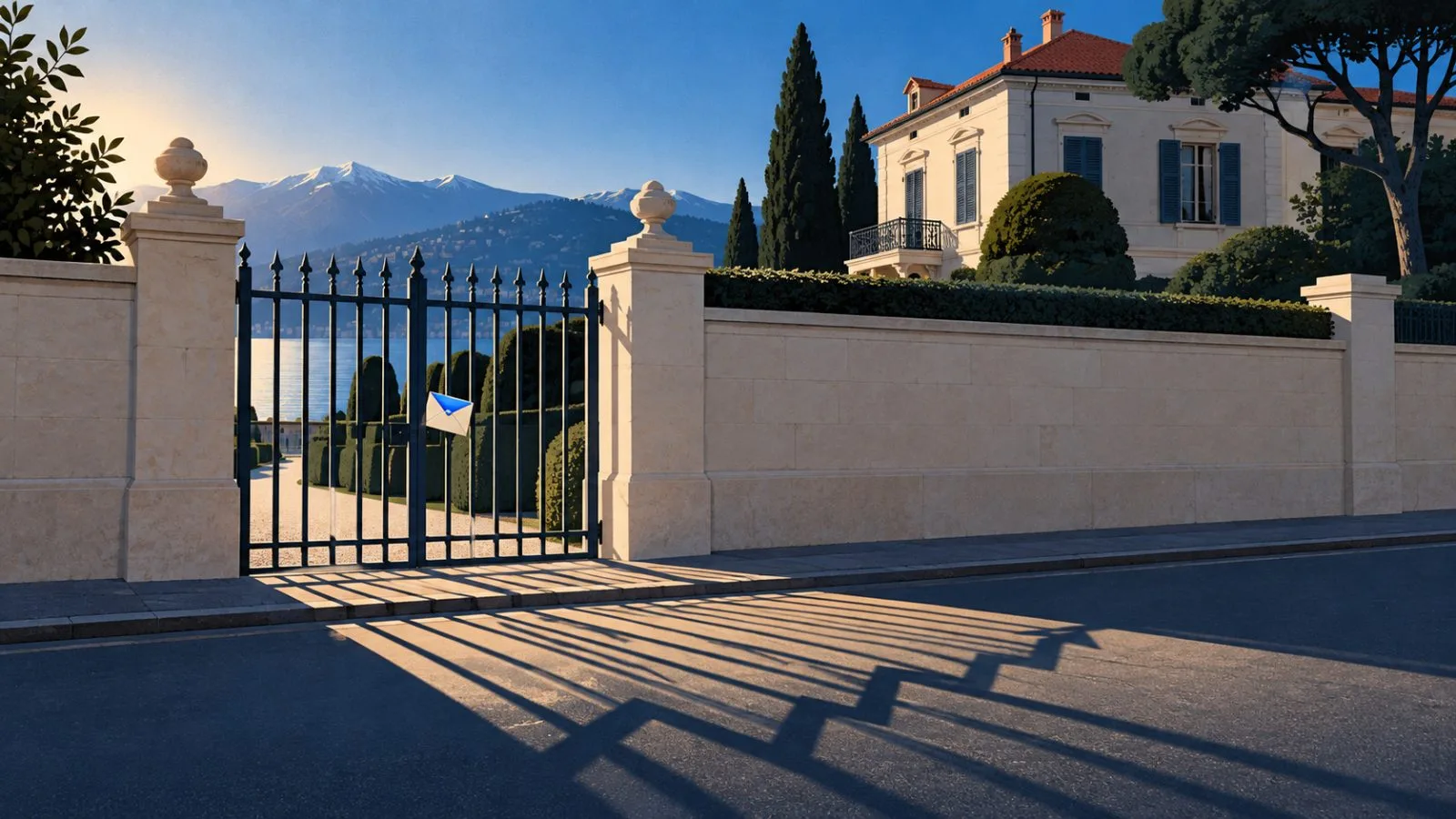 A plain envelope rests in the gate of a Zurich villa / TokenPost.ai