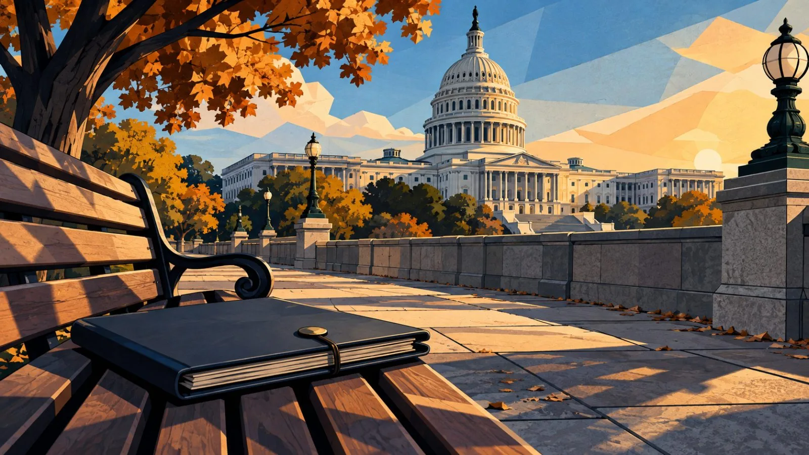 A closed document folder rests along a sunlit Capitol walkway / TokenPost.ai