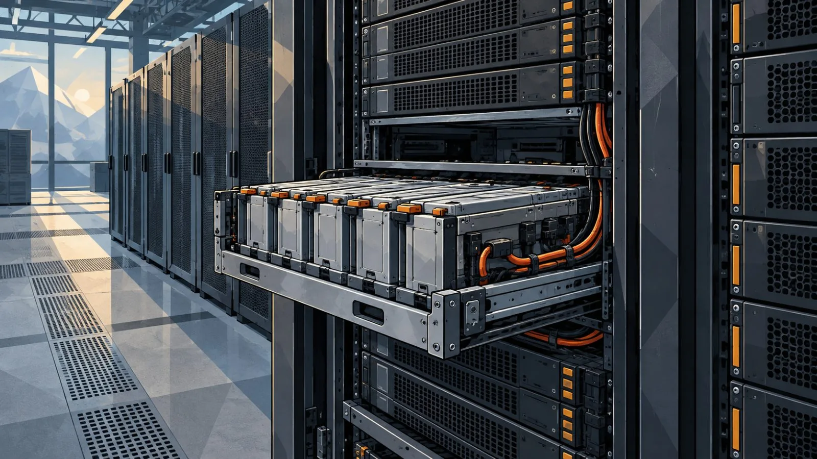 Modular battery units fitted inside a high-power computing rack / TokenPost.ai