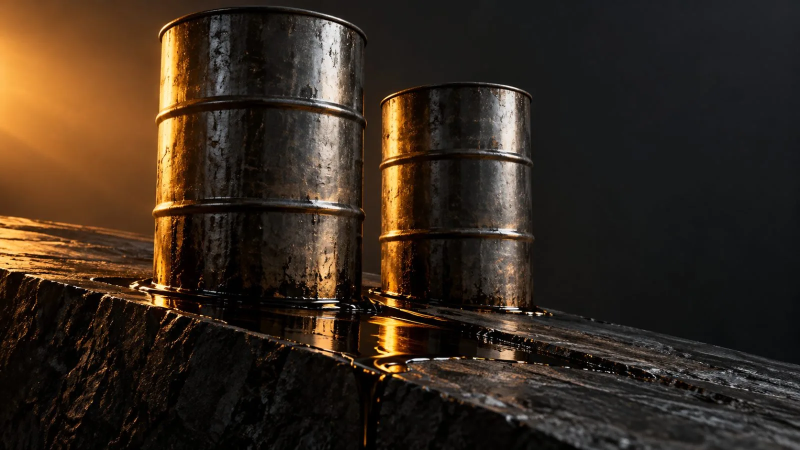 Two steel oil drums rest on a descending stone plinth. / TokenPost.ai