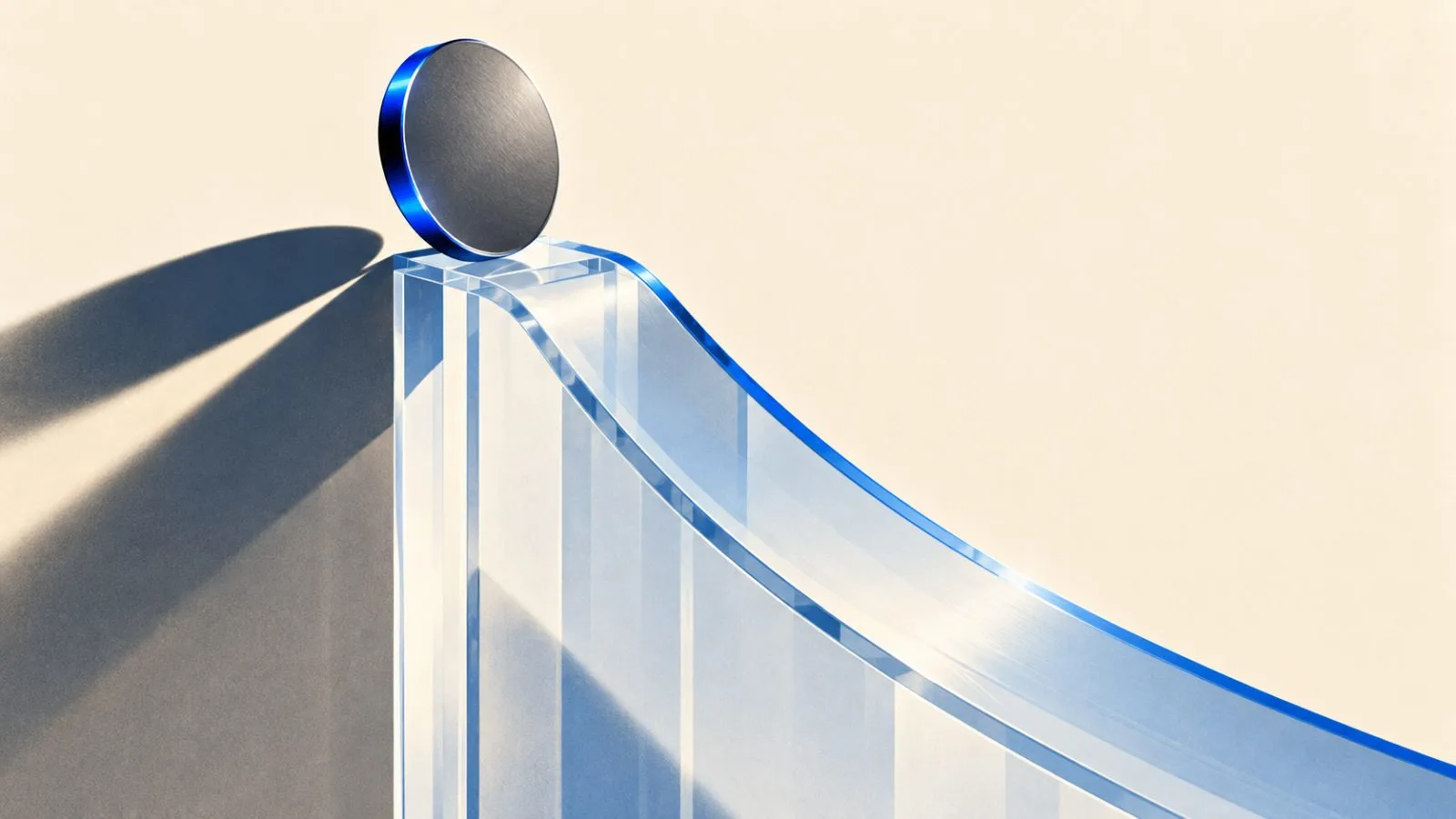 A metal token rests at the crest of a clear ramp / TokenPost.ai