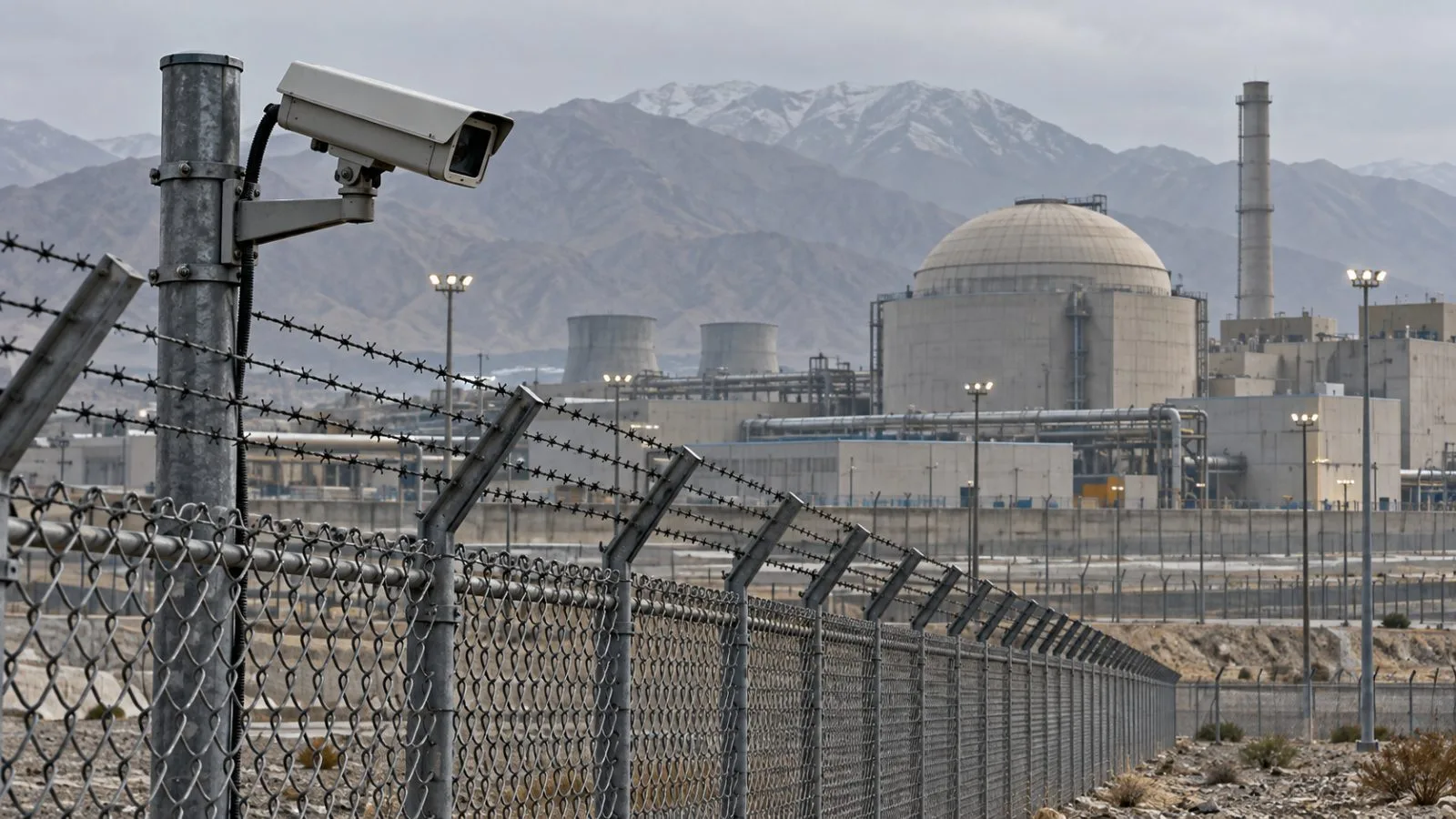 A fixed camera overlooks fencing around a distant industrial facility / TokenPost.ai