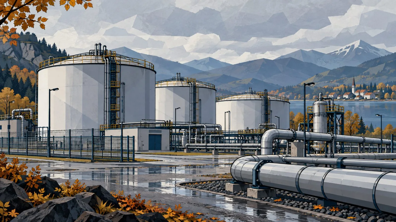 Large oil storage tanks stand beneath an overcast morning sky / TokenPost.ai