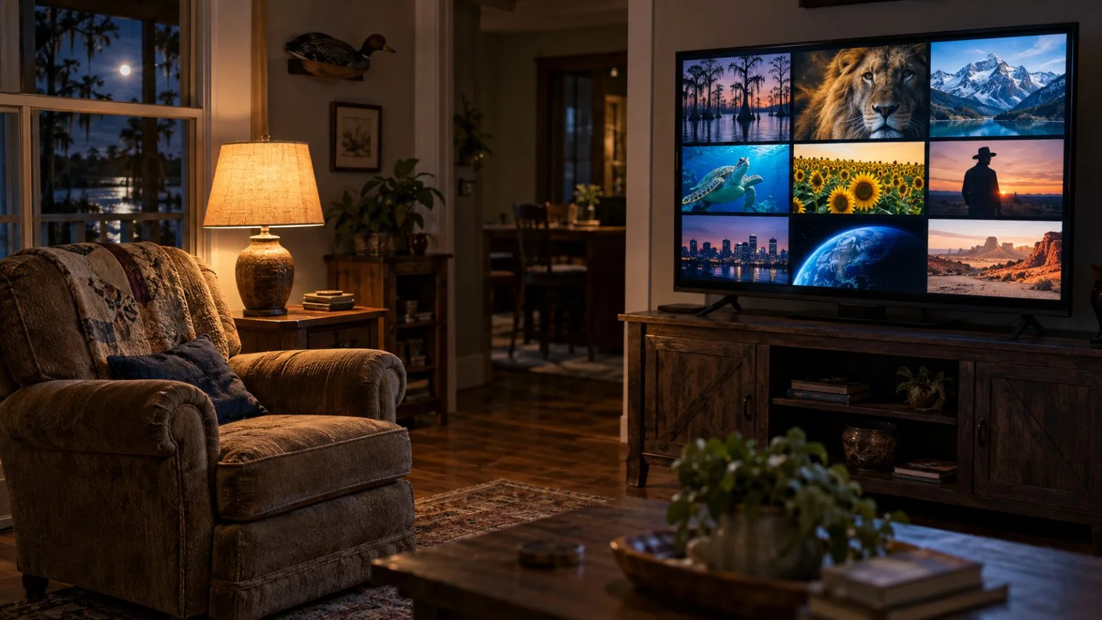 A television displays streaming images in a quiet Louisiana living room / TokenPost.ai