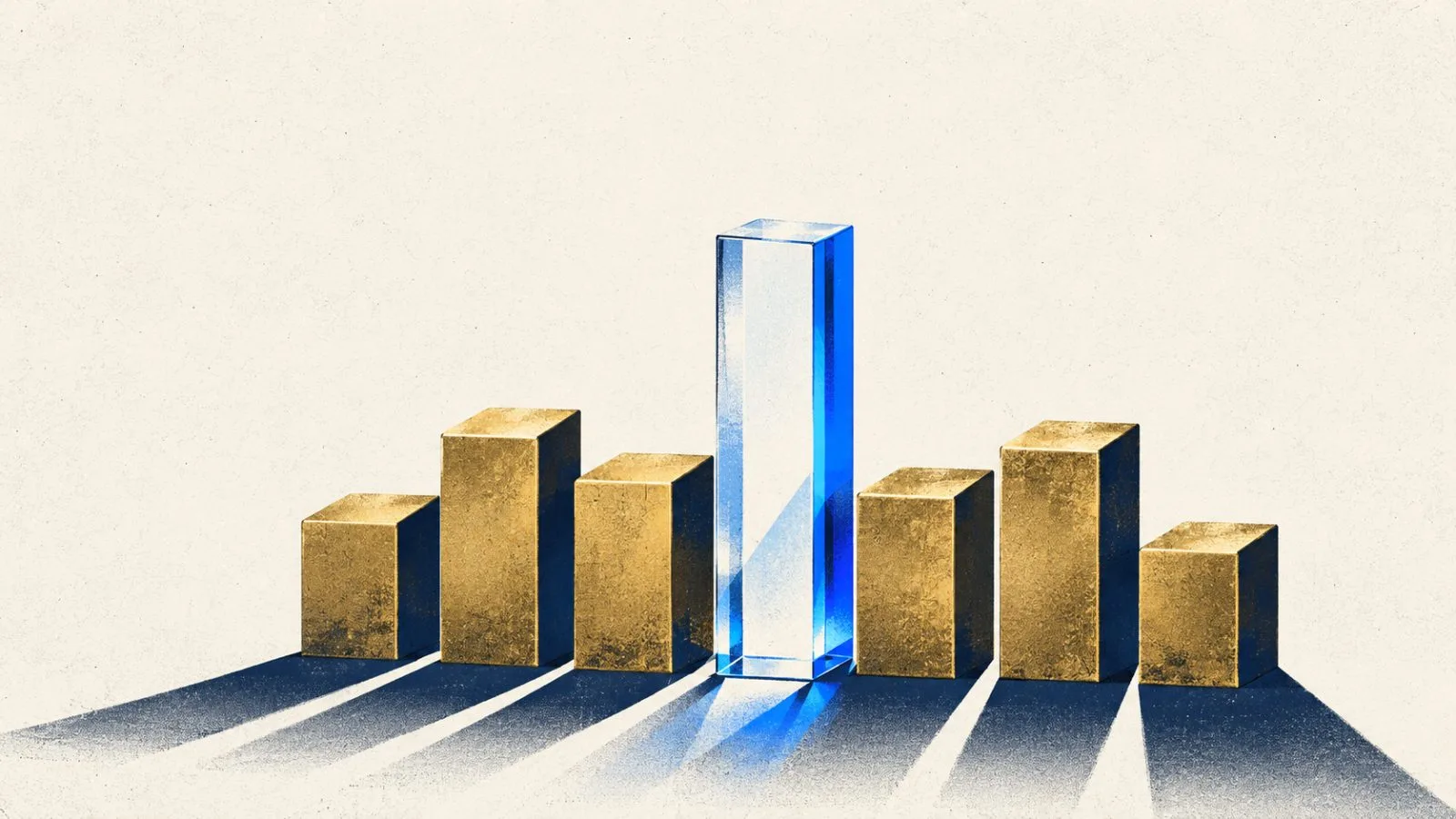 A clear glass bar rises above a row of brass bars / TokenPost.ai