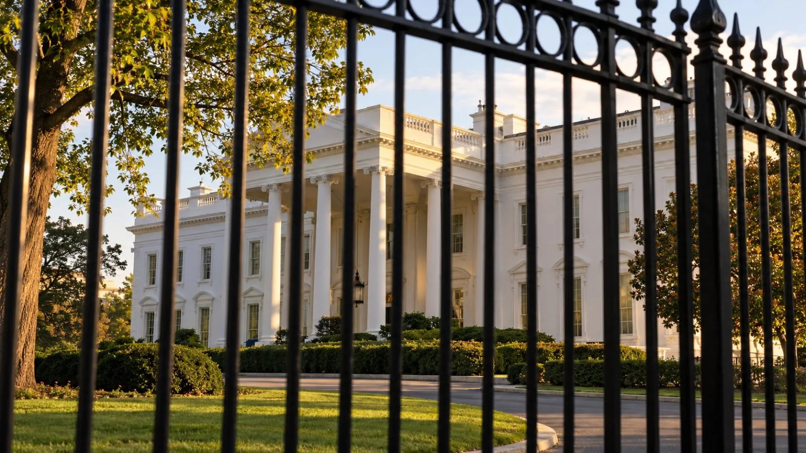 White House stone facade seen through dark iron security gates / TokenPost.ai