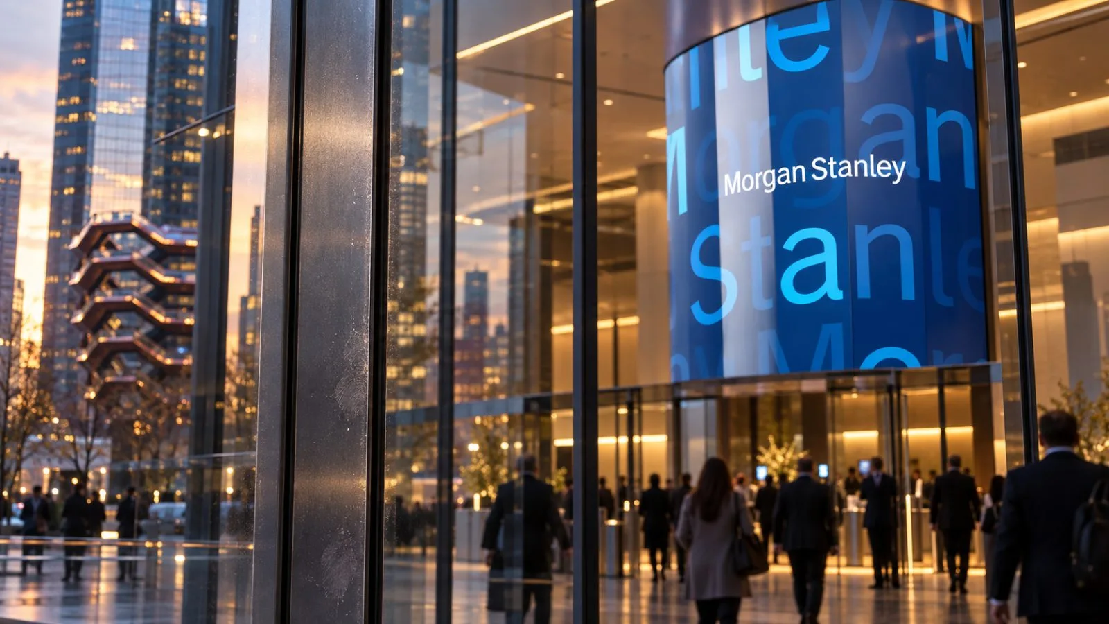 Attendees enter a Hudson Yards conference venue at early evening / TokenPost.ai