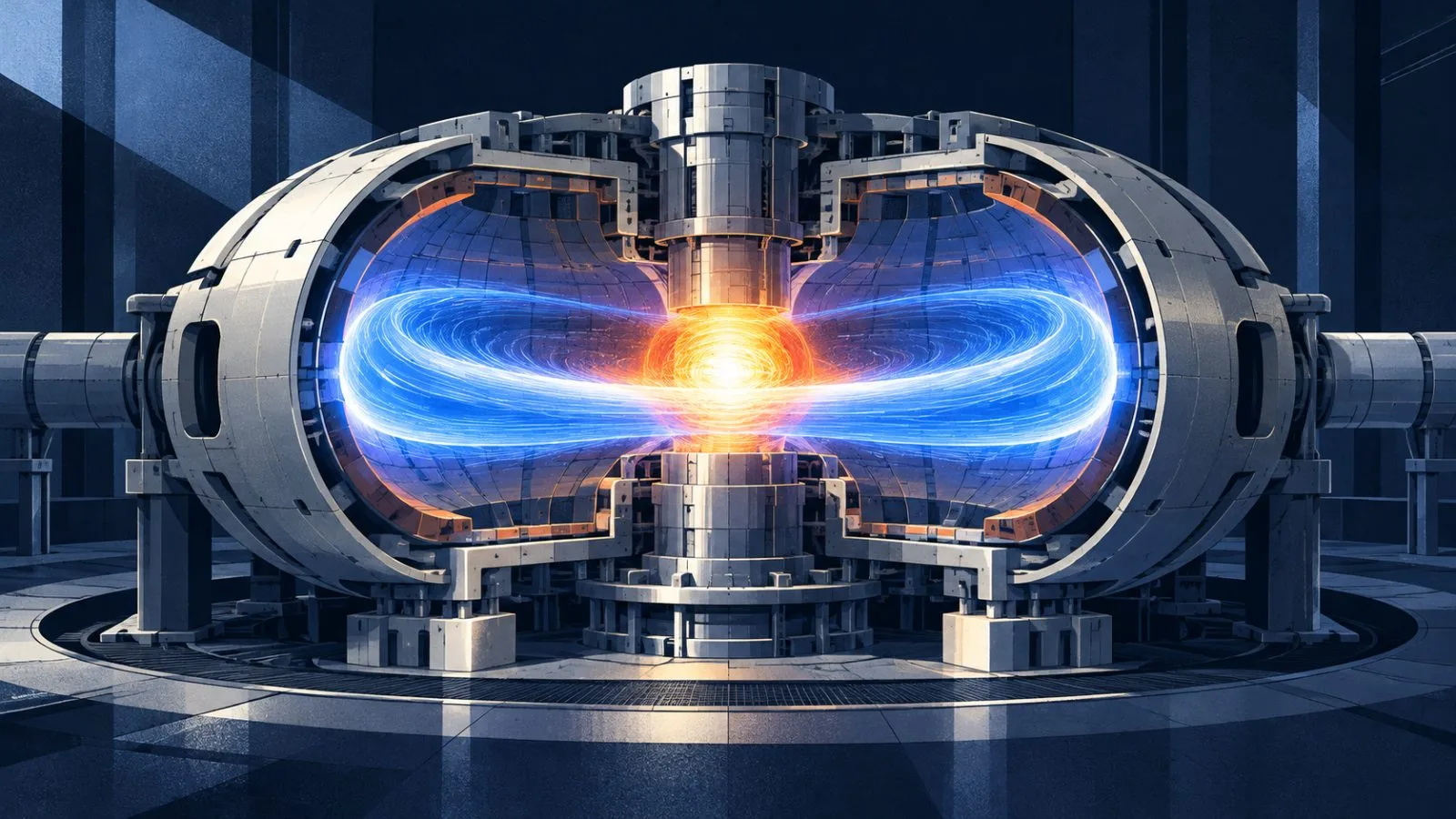 A cutaway tokamak chamber frames a narrow plasma ring / TokenPost.ai