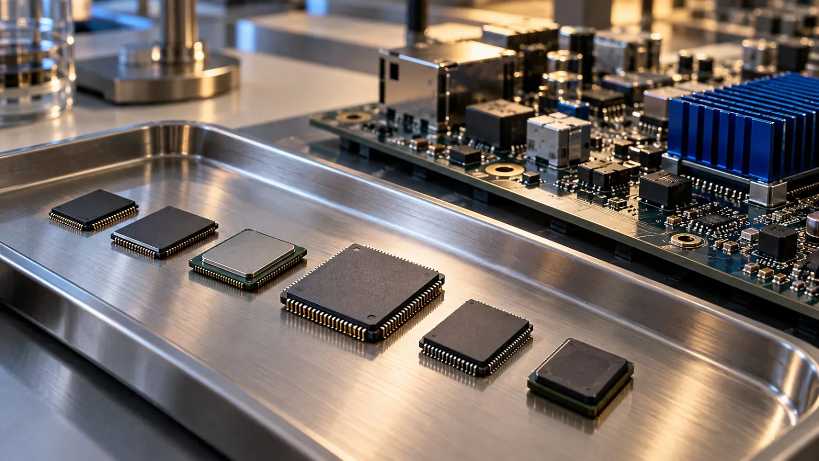 Six semiconductor packages rest on a circuit inspection tray / TokenPost.ai