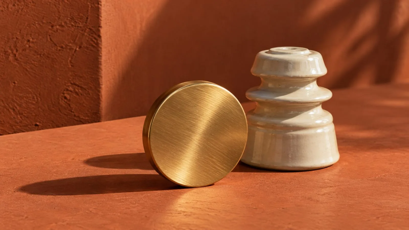 A brass disk rests beside a ceramic electricity meter insulator / TokenPost.ai