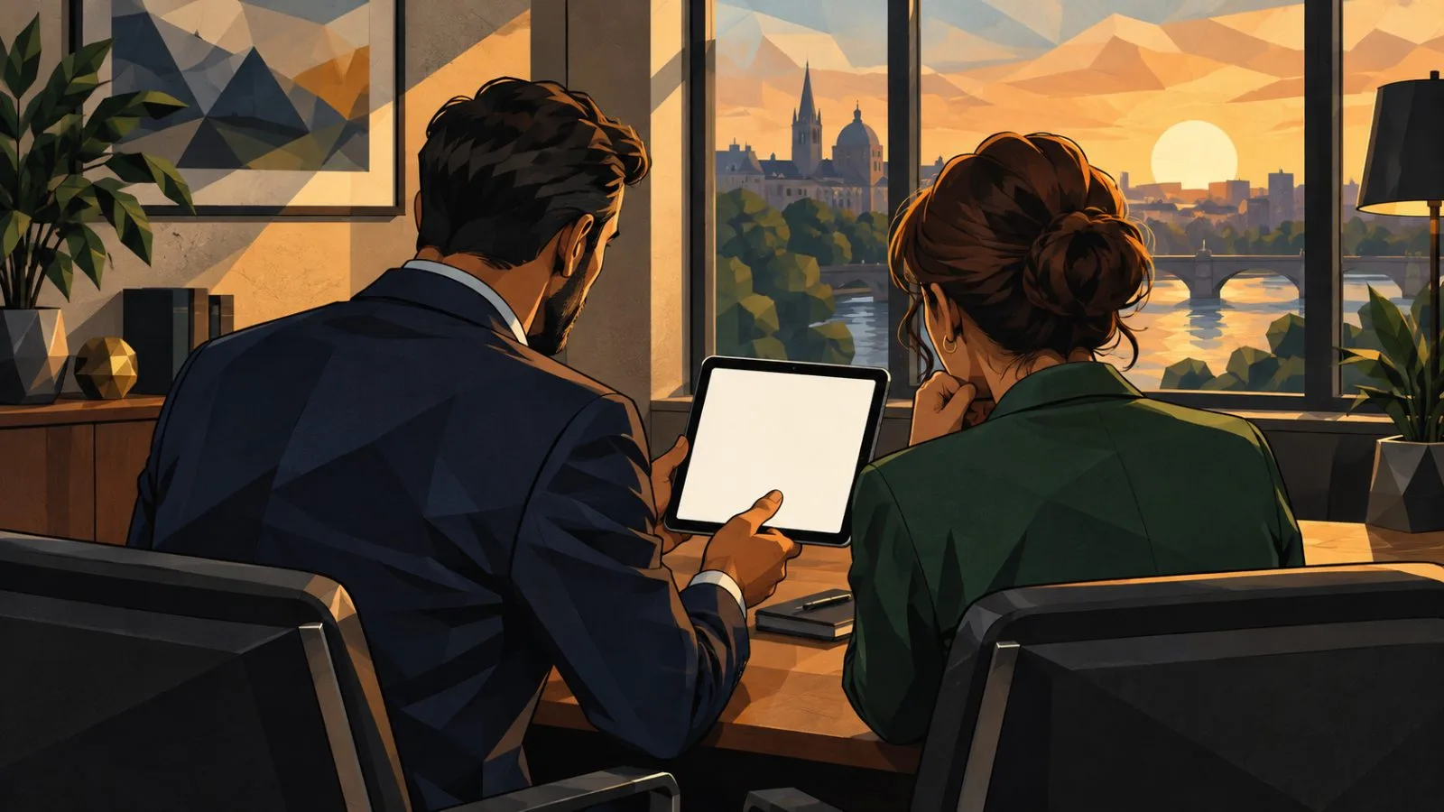 Anonymous clients review cryptocurrency guidance in a quiet bank consultation room / TokenPost.ai