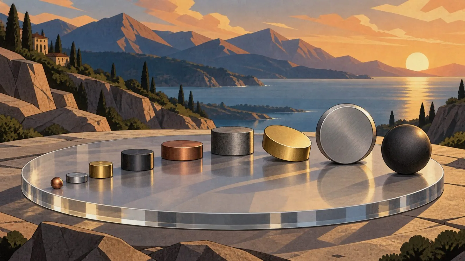 Unbranded metal tokens arranged in an expanding curve / TokenPost.ai