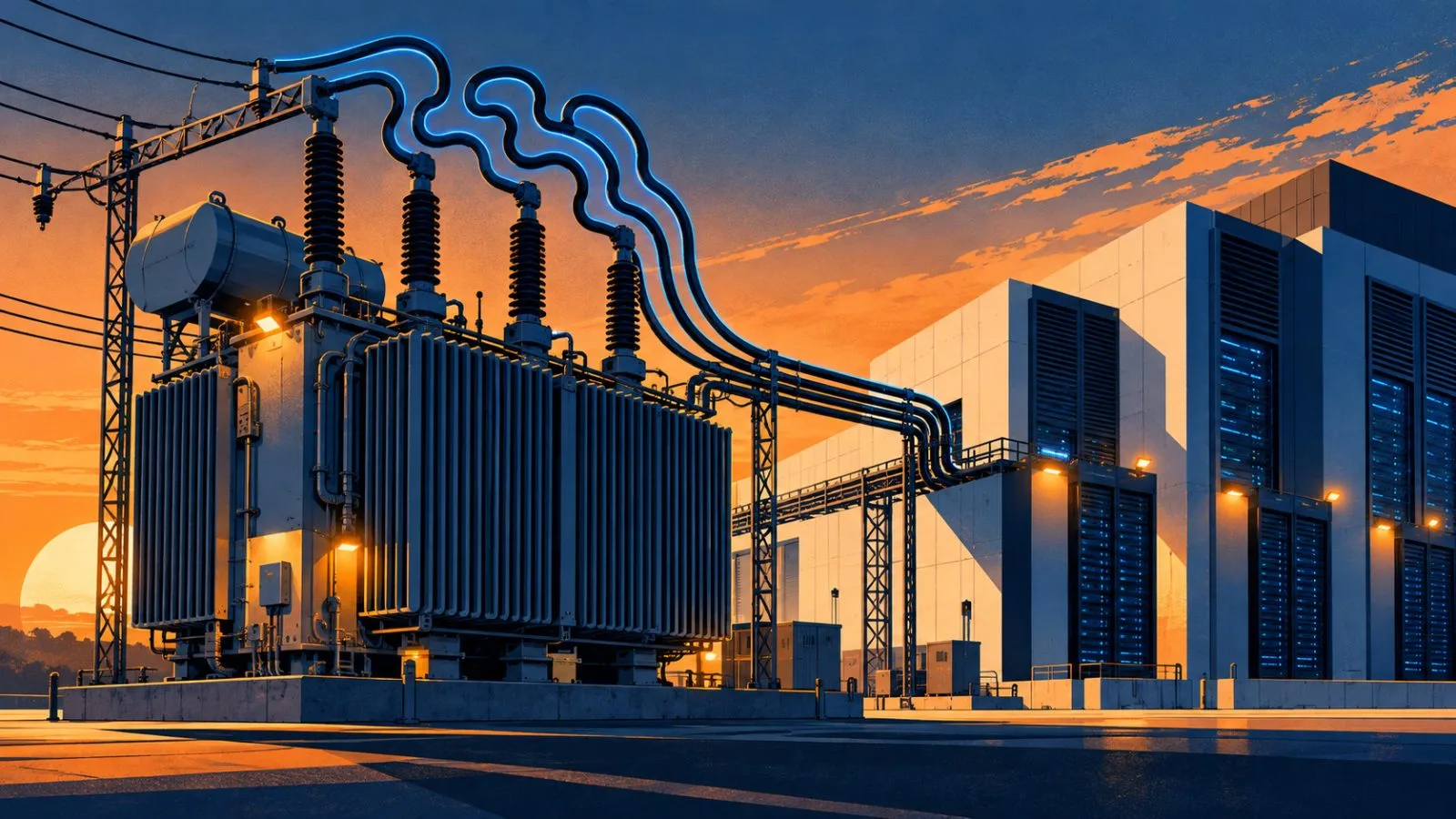 A transformer and power lines beside a data center / TokenPost.ai