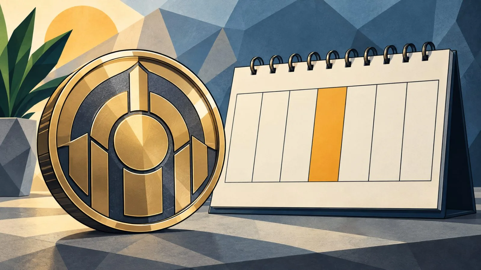 Metallic fund token beside a blank weekly calendar / TokenPost.ai