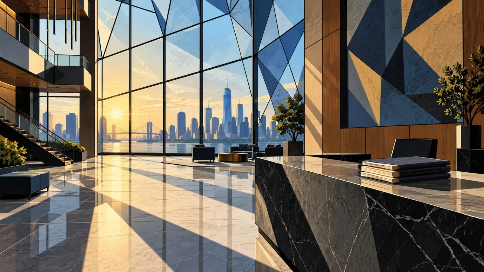Investment folders rest on a counter in a sunlit fintech lobby / TokenPost.ai