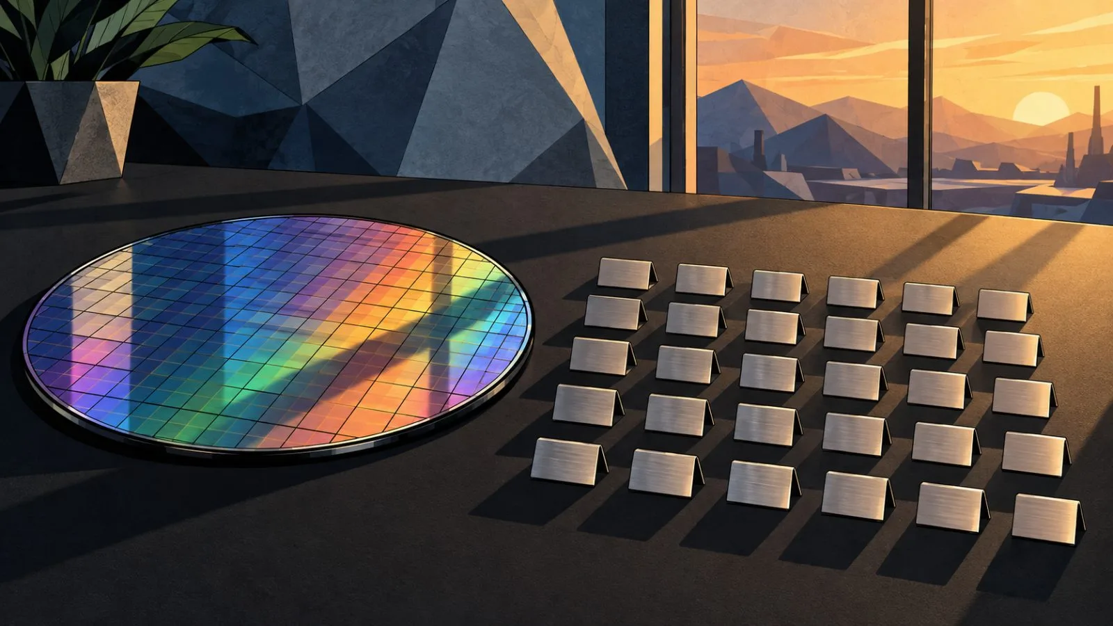 Silicon wafers and blank markers arranged in orderly rows / TokenPost.ai