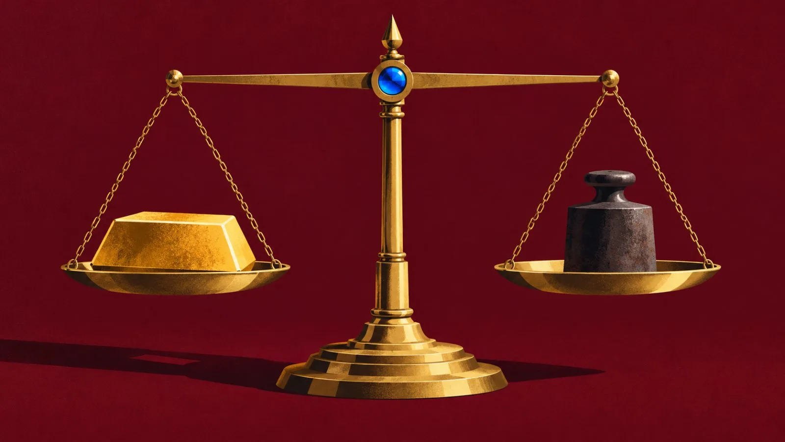 A gold bar balances against a dark iron weight / TokenPost.ai