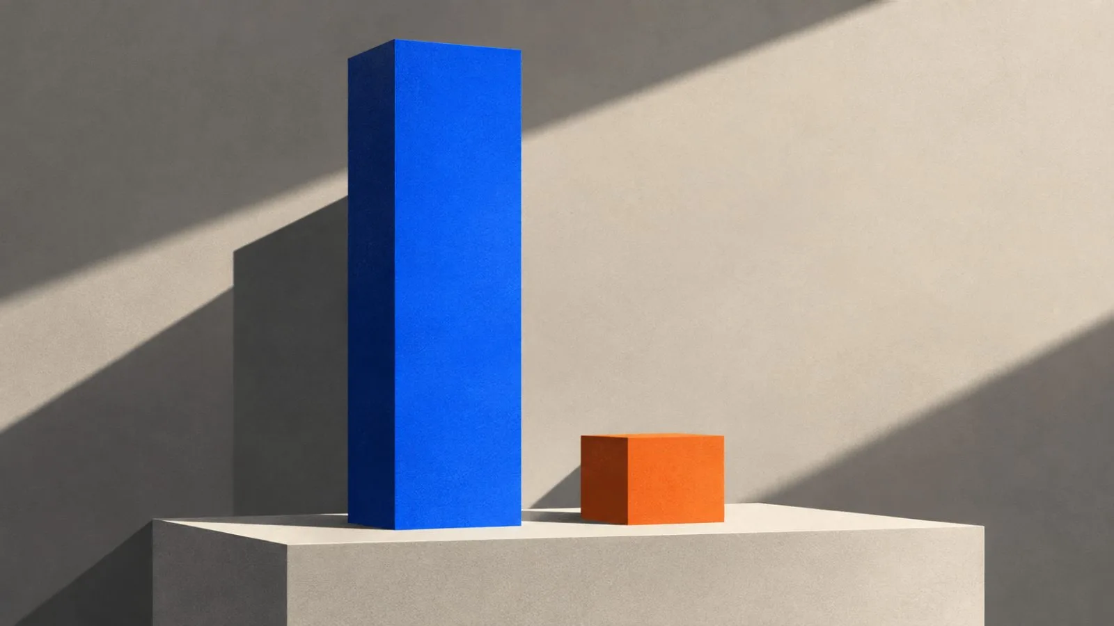 Two unequal columns cast sharp shadows across a gray plinth. / TokenPost.ai