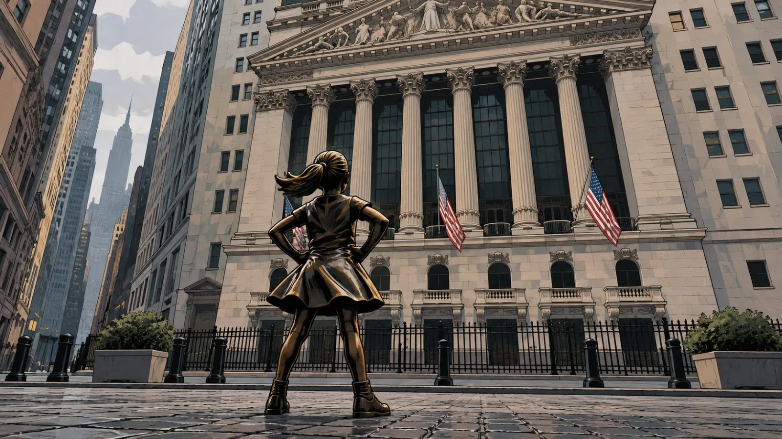 A brass bull sculpture stands in warm morning light / TokenPost.ai