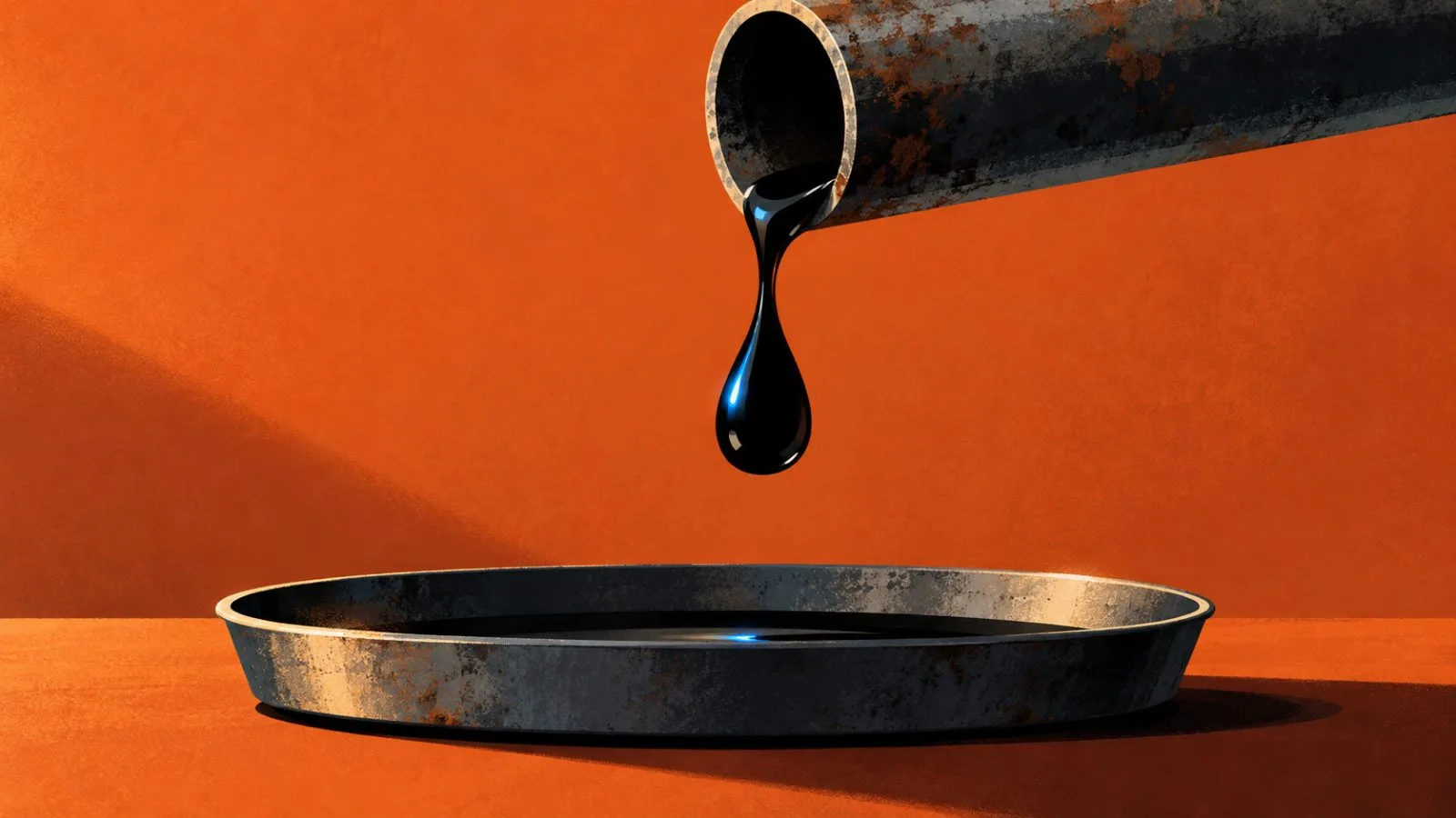 A drop of crude oil falls from a steel pipe. / TokenPost.ai