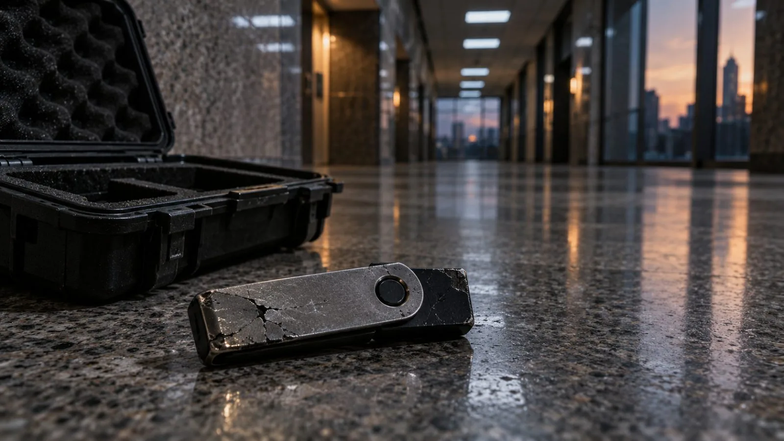 Damaged hardware wallet beside an open security case / TokenPost.ai