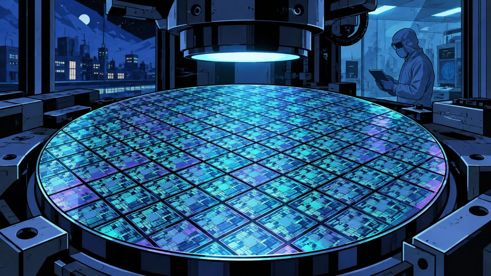 Circular chip components cover a silicon wafer under cool inspection lights / TokenPost.ai