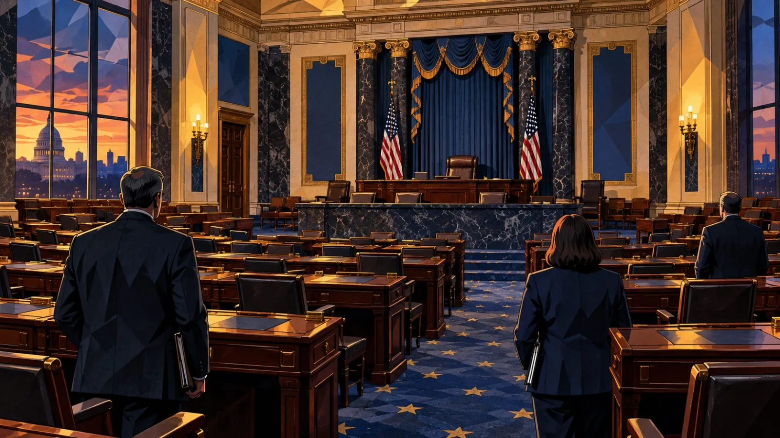 Senate chamber desks prepared for an evening vote / TokenPost.ai