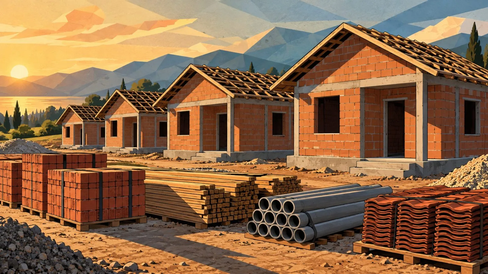 Miniature brick homes arranged beside construction materials / TokenPost.ai