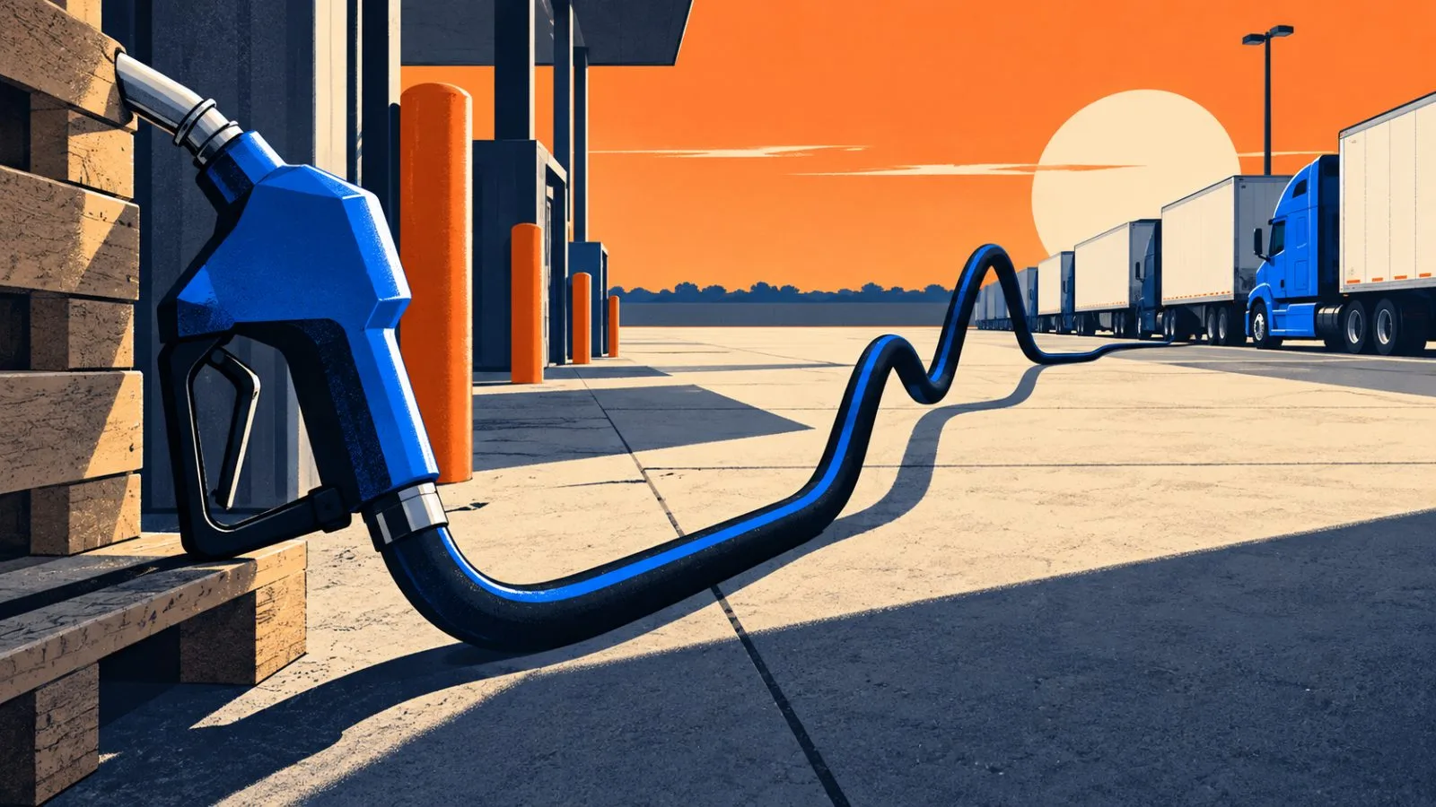 A diesel nozzle rests beside a freight pallet in afternoon light / TokenPost.ai